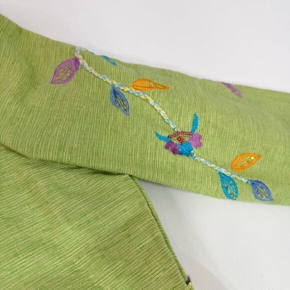 Yak Magic Jacket Womens Large Green Floral Art to Wear Beads Embroidered Buttons - Picture 6 of 11
